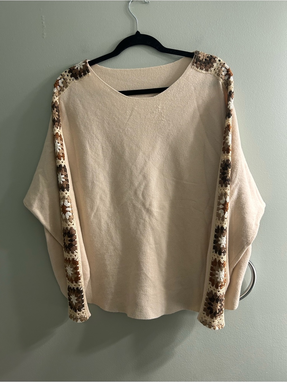Boho oversized crochet granny square sweater